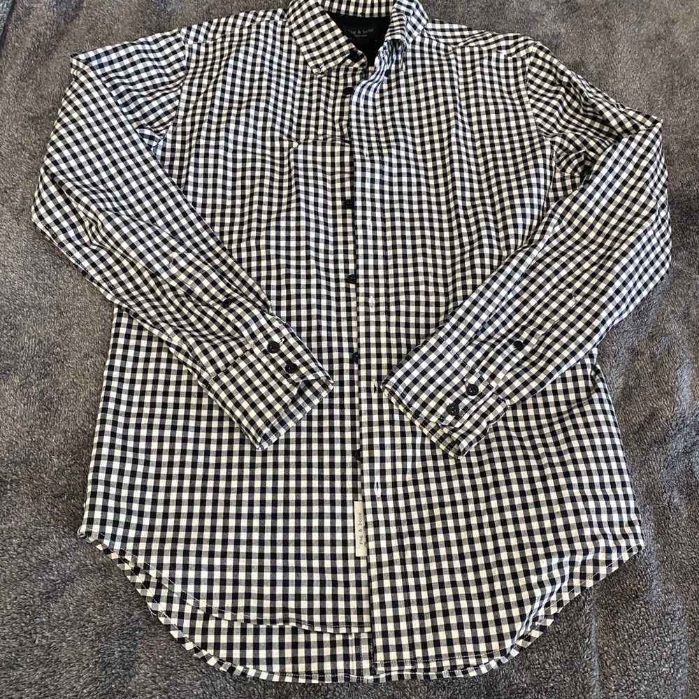 Rag & Bone Black and White Casual Button Down Shirt